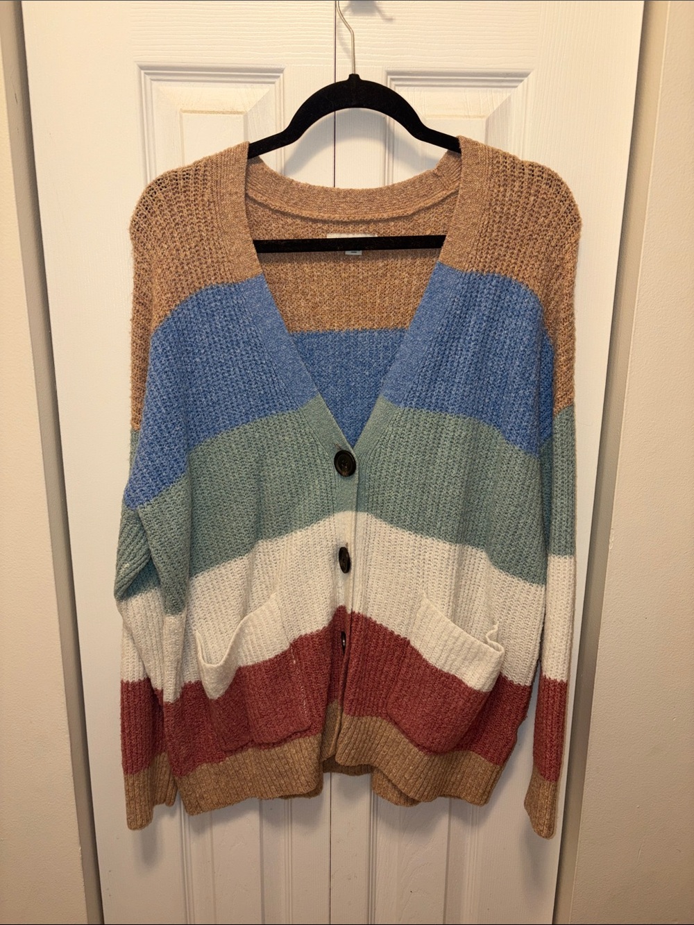 Women's Multicolor Striped Button-Front Cardigan Sweater